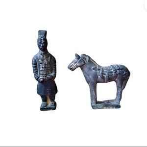 Vintage Emperor and Horse Figurine Statues Home Decor Emperor 4.75” Horse 4”